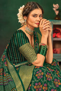 Womens Cotton Green Saree With Blouse Piece
