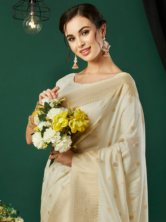 Nylon Jacquard Banarasi Silk Saree With Blouse Piece