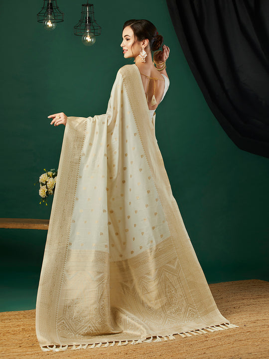 Nylon Jacquard Banarasi Silk Saree With Blouse Piece