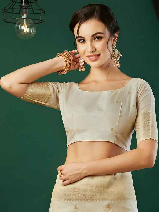 Nylon Jacquard Banarasi Silk Saree With Blouse Piece