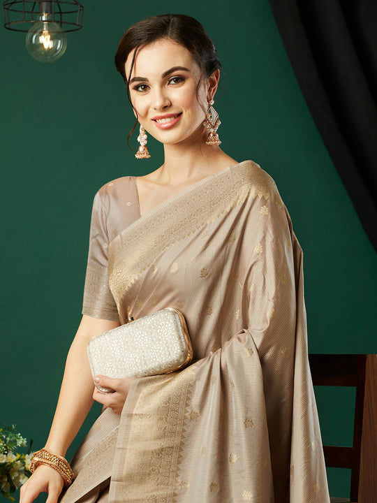 Nylon Jacquard Banarasi Silk Saree With Blouse Piece