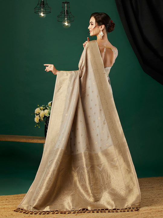 Nylon Jacquard Banarasi Silk Saree With Blouse Piece