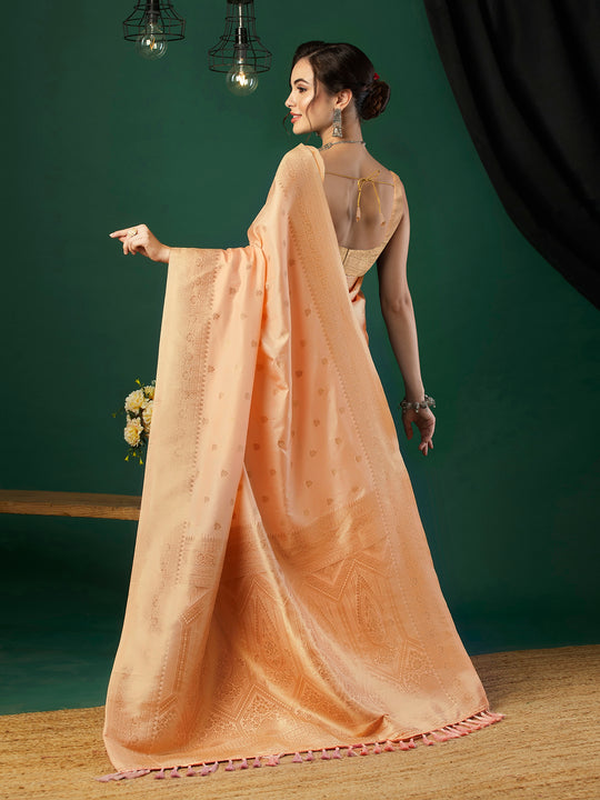 Nylon Jacquard Banarasi Silk Saree With Blouse Piece