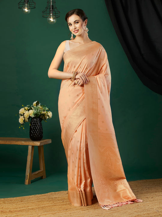 Nylon Jacquard Banarasi Silk Saree With Blouse Piece