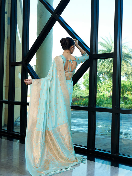 Nylon Jacquard Banarasi Silk Saree With Blouse Piece