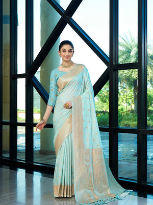 Nylon Jacquard Banarasi Silk Saree With Blouse Piece