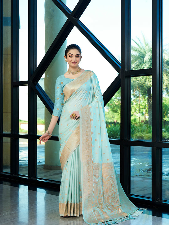 Nylon Jacquard Banarasi Silk Saree With Blouse Piece