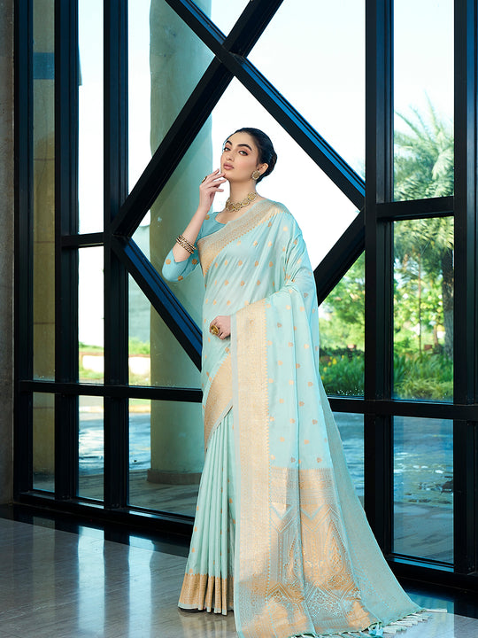Nylon Jacquard Banarasi Silk Saree With Blouse Piece