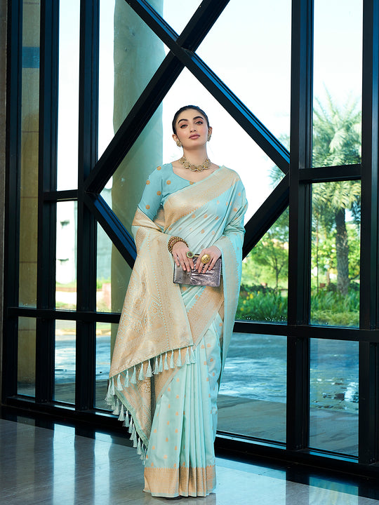 Nylon Jacquard Banarasi Silk Saree With Blouse Piece