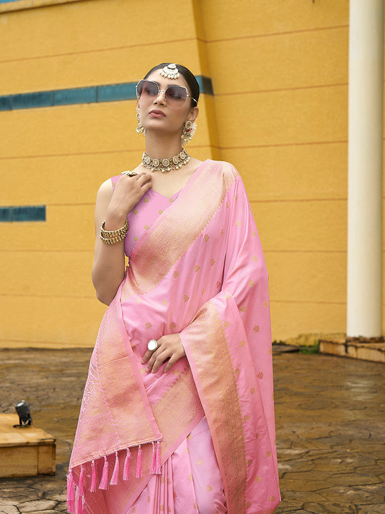 Nylon Jacquard Banarasi Silk Saree With Blouse Piece