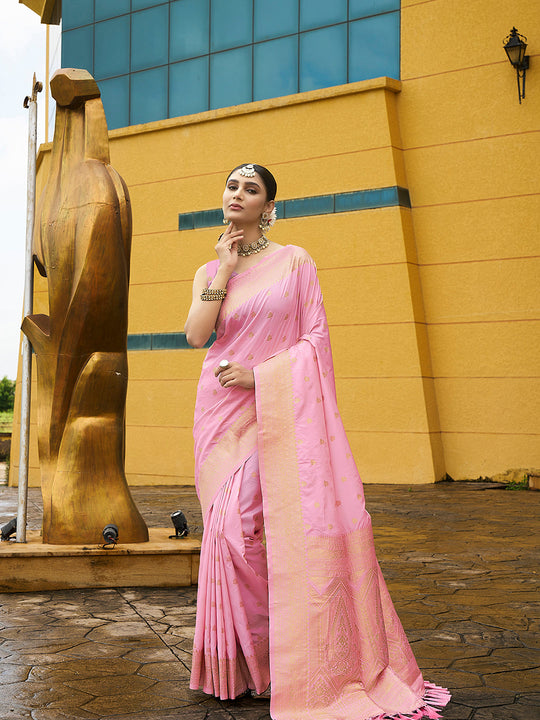 Nylon Jacquard Banarasi Silk Saree With Blouse Piece