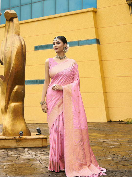 Nylon Jacquard Banarasi Silk Saree With Blouse Piece