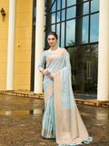 Nylon Jacquard Banarasi Silk Saree With Blouse Piece