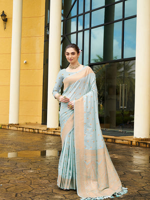 Nylon Jacquard Banarasi Silk Saree With Blouse Piece