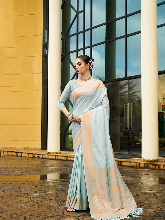 Nylon Jacquard Banarasi Silk Saree With Blouse Piece