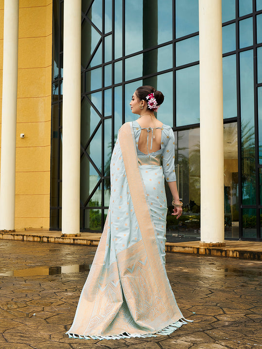 Nylon Jacquard Banarasi Silk Saree With Blouse Piece