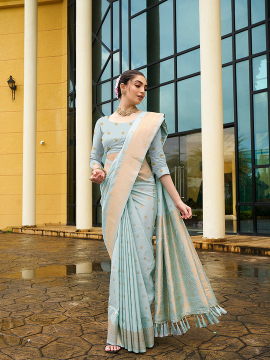 Nylon Jacquard Banarasi Silk Saree With Blouse Piece