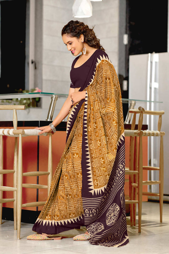 Mustard Mulmul Cotton Hand Block Print Sarees Saree With Blouse Piece