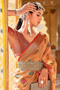 Orange And Red Banarasi Saree