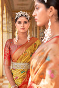Yellow And Red Banarasi Saree