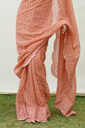 Brown Georgette Saree With Blouse Piece