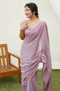 Onion Georgette Saree With Blouse Piece