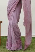 Onion Georgette Saree With Blouse Piece