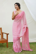 Pink Georgette Saree With Blouse Piece