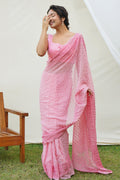 Pink Georgette Saree With Blouse Piece