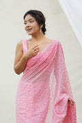 Pink Georgette Saree With Blouse Piece