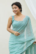 Teal Georgette Saree With Blouse Piece