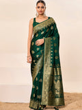 Satin Silk Banarasi Silk Saree With Blouse Piece
