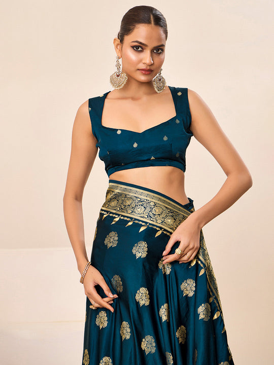 Satin Silk Banarasi Silk Saree With Blouse Piece