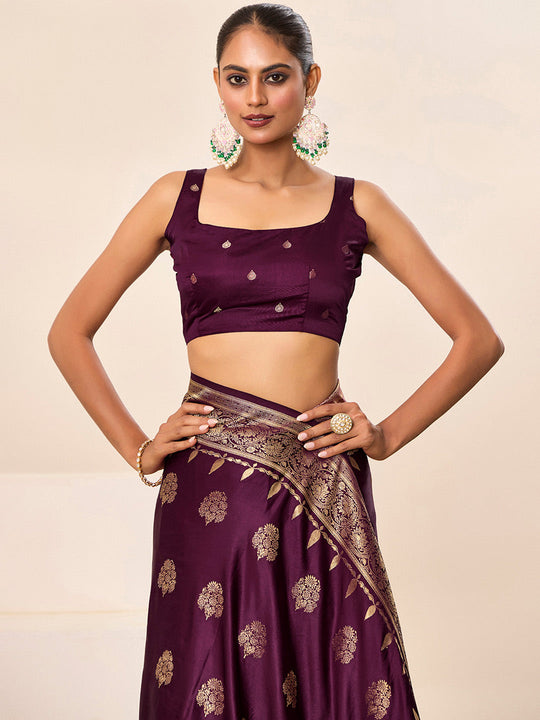 Satin Silk Banarasi Silk Saree With Blouse Piece