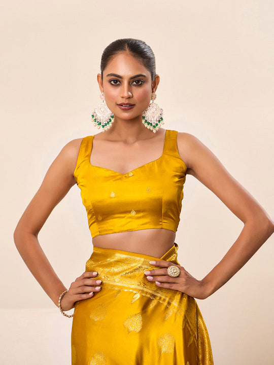 Satin Silk Banarasi Silk Saree With Blouse Piece