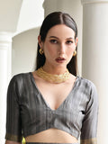 Grey Satin Silk Saree With Blouse Piece