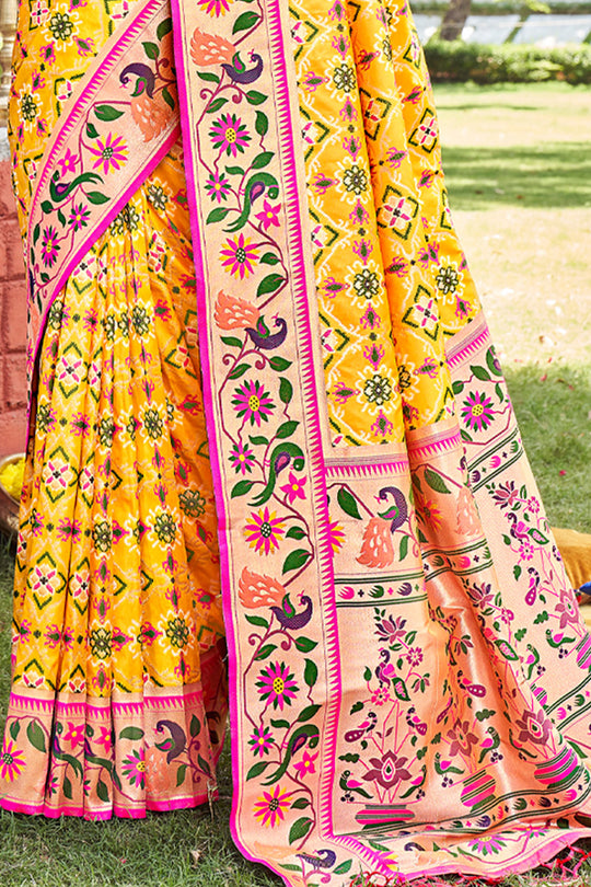 Marigold Yellow Paithani Saree