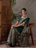 Green Semi Modal Saree With Blouse Piece