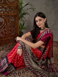 Red Semi Modal Saree With Blouse Piece