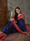 Blue Semi Modal Saree With Blouse Piece