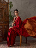 Red Semi Modal Saree With Blouse Piece