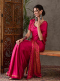Pink Semi Modal Saree With Blouse Piece