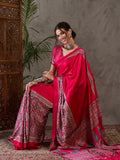 Pink Semi Modal Saree With Blouse Piece