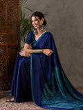 Blue Semi Modal Saree With Blouse Piece