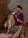 Wine Semi Modal Saree With Blouse Piece