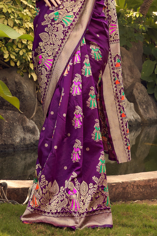 Jam Violet Banarasi Saree