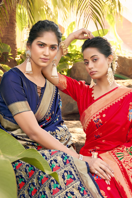 Scarlet Red Banarasi Saree