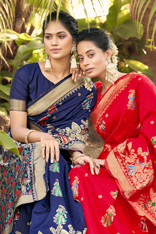 Scarlet Red Banarasi Saree