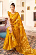 Fire Yellow Cotton Saree