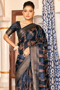 Charcoal Grey Cotton Saree